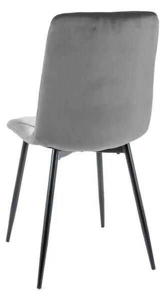 Scaun TOM, gri/negru, stofa catifelata/metal, 45x39x91 cm