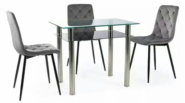 Scaun tapitat JERRY, gri/negru, stofa catifelata/metal, 45x39x91 cm