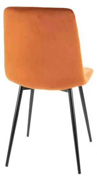 Scaun MILA, caramiziu/negru, stofa catifelata/metal, 45x41x86 cm