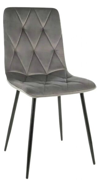 Scaun TOM, gri/negru, stofa catifelata/metal, 45x39x91 cm