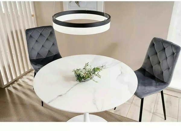 Scaun tapitat JERRY, negru, stofa catifelata/metal, 45x39x91 cm