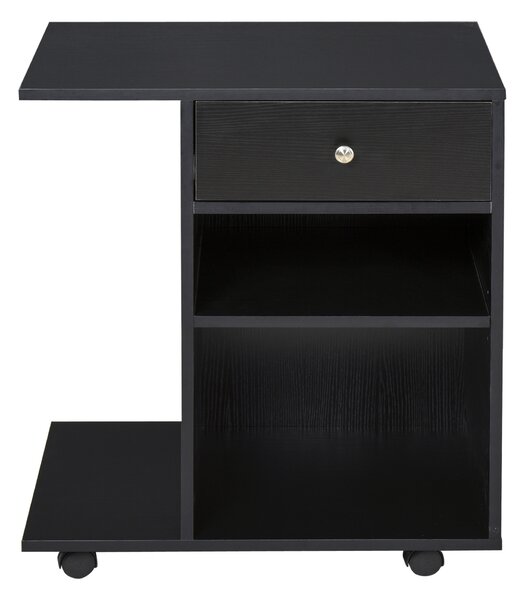Vinsetto Mobilă Imprimantă Lemn cu Sertar și 2 Etajere, Design Compact, 60x40x68.5cm, Negru | Aosom Romania