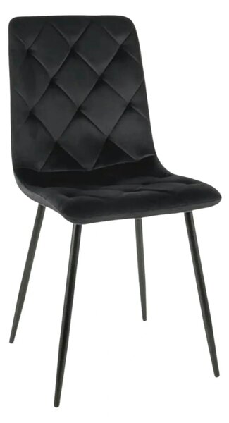Scaun tapitat JERRY, negru, stofa catifelata/metal, 45x39x91 cm
