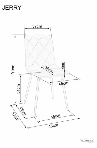 Scaun tapitat JERRY, negru, stofa catifelata/metal, 45x39x91 cm