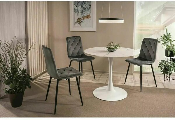 Scaun tapitat JERRY, negru, stofa catifelata/metal, 45x39x91 cm