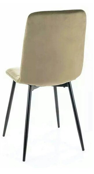 Scaun bucatarie metalic IVO, bej/negru, stofa catifelata, 45x39x91 cm