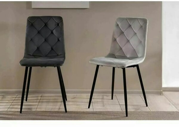 Scaun tapitat JERRY, negru, stofa catifelata/metal, 45x39x91 cm