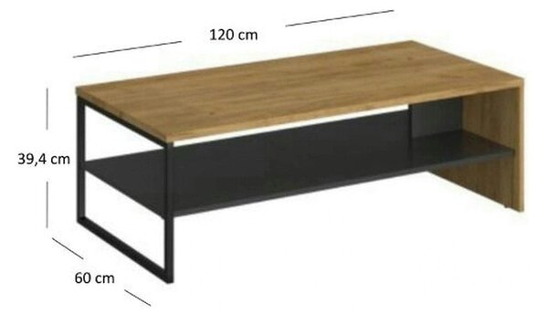 Masuta cafea SANTES, stejar auriu/gri antracit, PAL, 120x60x40 cm
