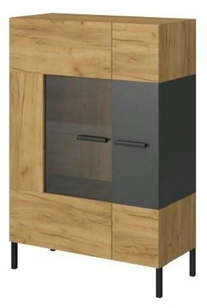 Vitrina SANTES, stejar artisan auriu, PAL laminat, 90x42x135 cm