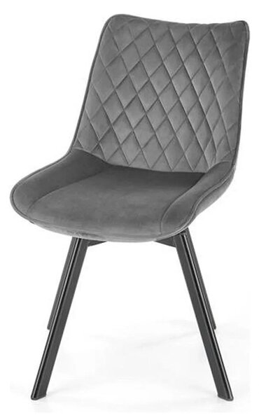 Scaun tapitat K520, gri/negru, stofa catifelata, rotativ, 45x63x80 cm