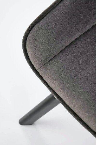Scaun tapitat K520, gri/negru, stofa catifelata, rotativ, 45x63x80 cm