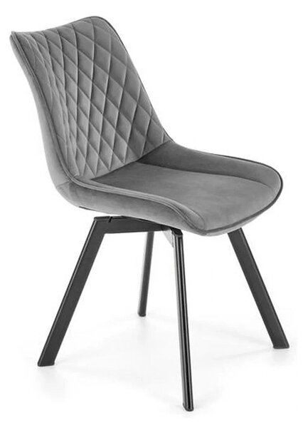 Scaun tapitat K520, gri/negru, stofa catifelata, rotativ, 45x63x80 cm