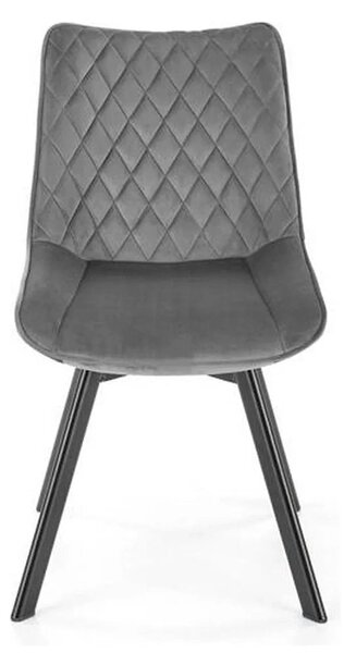 Scaun tapitat K520, gri/negru, stofa catifelata, rotativ, 45x63x80 cm