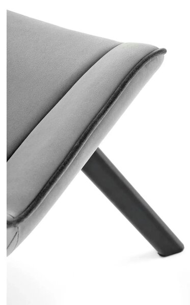 Scaun tapitat K520, gri/negru, stofa catifelata, rotativ, 45x63x80 cm