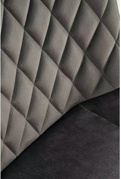 Scaun tapitat K520, gri/negru, stofa catifelata, rotativ, 45x63x80 cm