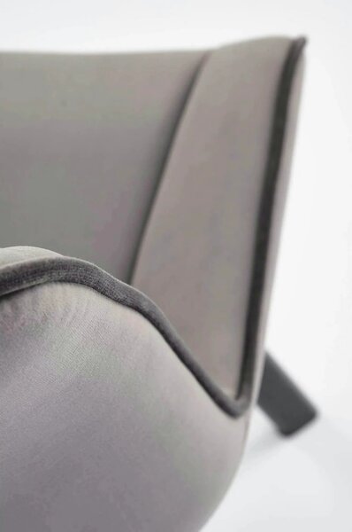Scaun tapitat K520, gri/negru, stofa catifelata, rotativ, 45x63x80 cm