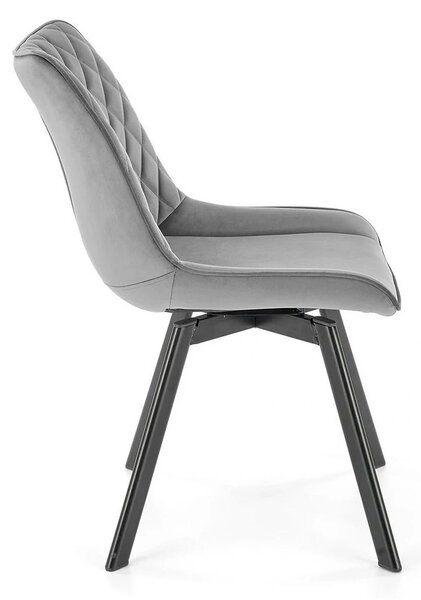 Scaun tapitat K520, gri/negru, stofa catifelata, rotativ, 45x63x80 cm