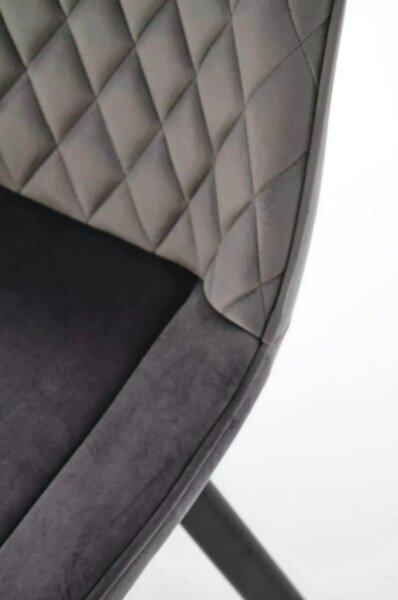 Scaun tapitat K520, gri/negru, stofa catifelata, rotativ, 45x63x80 cm