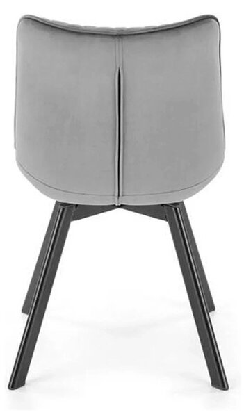 Scaun tapitat K520, gri/negru, stofa catifelata, rotativ, 45x63x80 cm