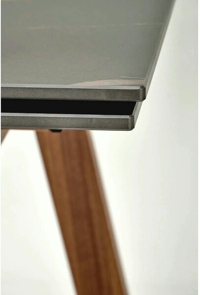 Masa extensibila LOZANO, maro/nuc, metal/piatra sinterizata, 140-200x8