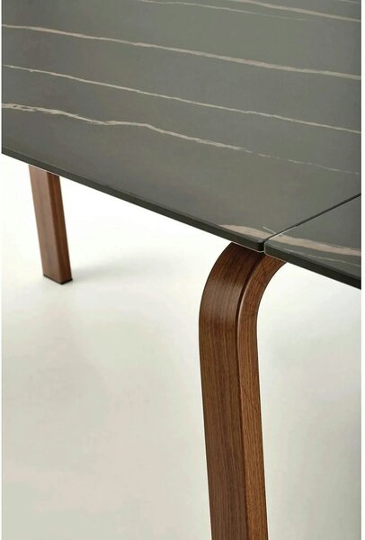 Masa extensibila LOZANO, maro/nuc, metal/piatra sinterizata, 140-200x8