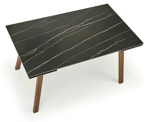 Masa extensibila LOZANO, maro/nuc, metal/piatra sinterizata, 140-200x8