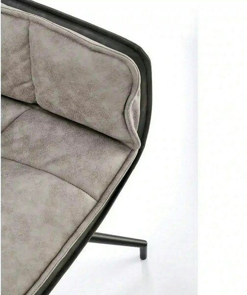 Scaun rotativ K523, gri/negru, stofa/piele ecologica, 61x61x85 cm