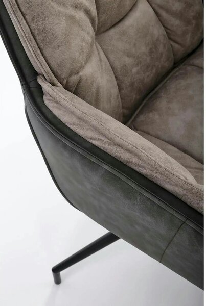 Scaun rotativ K523, gri/negru, stofa/piele ecologica, 61x61x85 cm