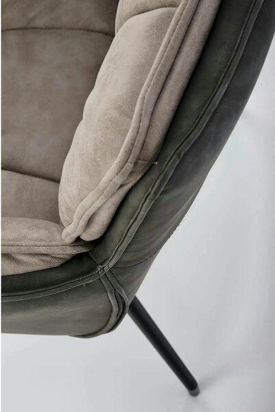 Scaun rotativ K523, gri/negru, stofa/piele ecologica, 61x61x85 cm