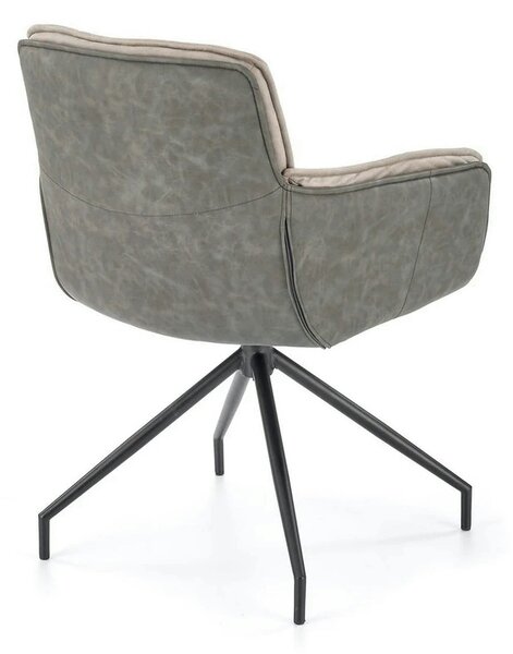 Scaun rotativ K523, gri/negru, stofa/piele ecologica, 61x61x85 cm