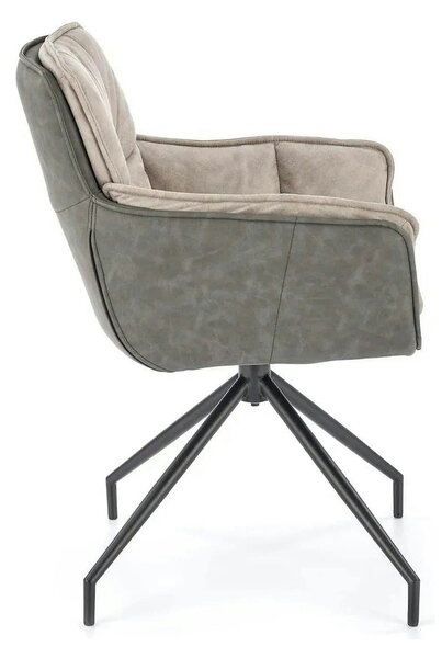 Scaun rotativ K523, gri/negru, stofa/piele ecologica, 61x61x85 cm