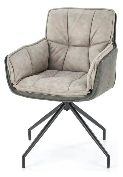 Scaun rotativ K523, gri/negru, stofa/piele ecologica, 61x61x85 cm