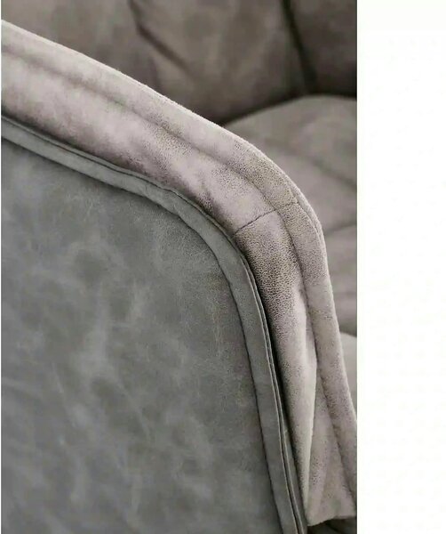 Scaun rotativ K523, gri/negru, stofa/piele ecologica, 61x61x85 cm