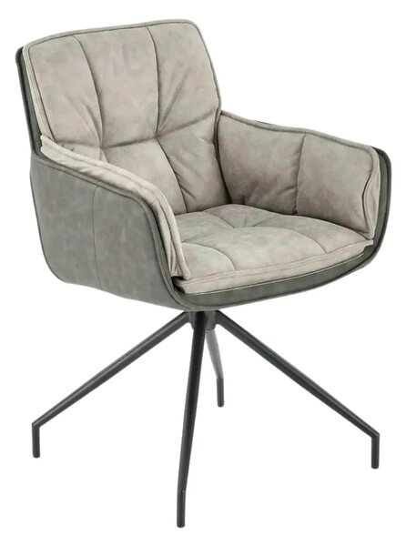 Scaun rotativ K523, gri/negru, stofa/piele ecologica, 61x61x85 cm