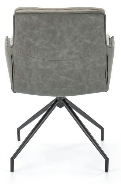 Scaun rotativ K523, gri/negru, stofa/piele ecologica, 61x61x85 cm