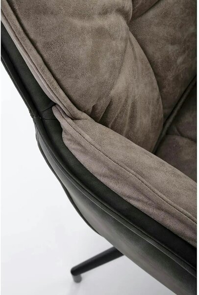 Scaun rotativ K523, gri/negru, stofa/piele ecologica, 61x61x85 cm
