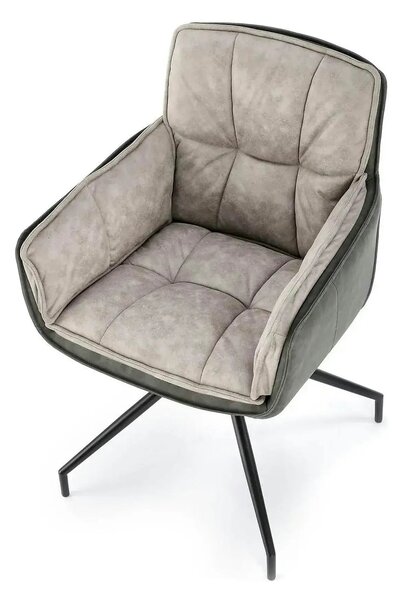Scaun rotativ K523, gri/negru, stofa/piele ecologica, 61x61x85 cm