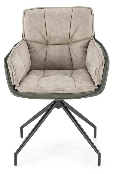 Scaun rotativ K523, gri/negru, stofa/piele ecologica, 61x61x85 cm