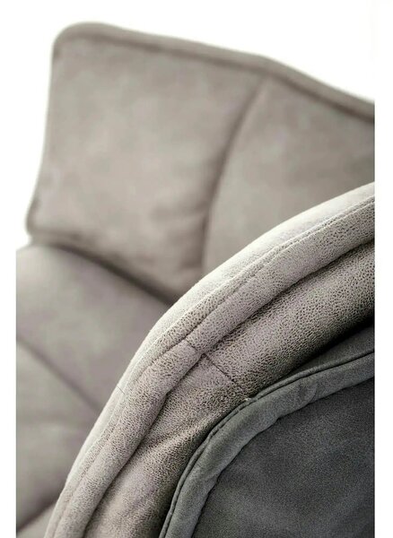 Scaun rotativ K523, gri/negru, stofa/piele ecologica, 61x61x85 cm