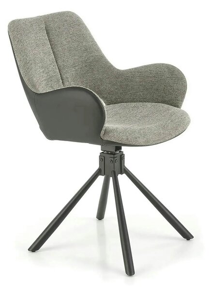 Scaun rotativ K494, gri/negru, stofa/piele ecologica, 57X59X85 cm