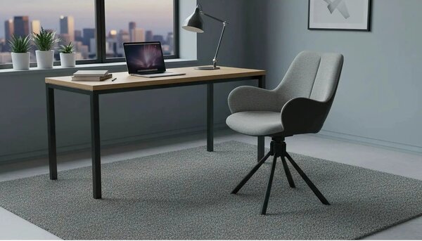 Scaun rotativ K494, gri/negru, stofa/piele ecologica, 57X59X85 cm