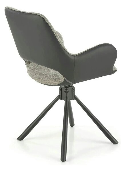 Scaun rotativ K494, gri/negru, stofa/piele ecologica, 57X59X85 cm
