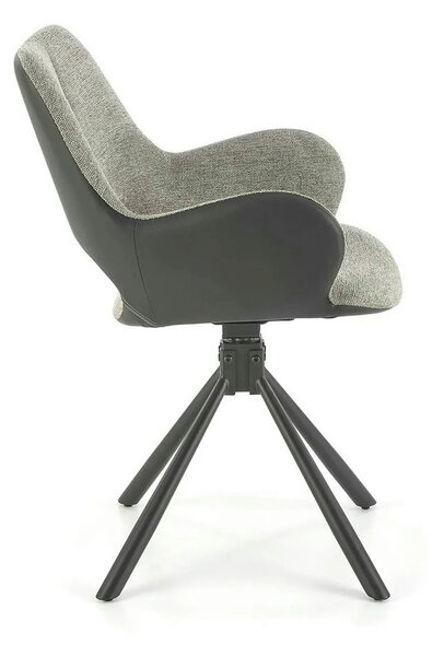 Scaun rotativ K494, gri/negru, stofa/piele ecologica, 57X59X85 cm