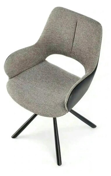 Scaun rotativ K494, gri/negru, stofa/piele ecologica, 57X59X85 cm