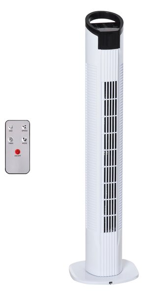 HOMCOM Ventilator tip Coloana Turn cu Telecomanda si Oscilatie, 3 Functii 3 Viteze, Timer 7.5 Ore, Ф20x78.5cm | Aosom Romania