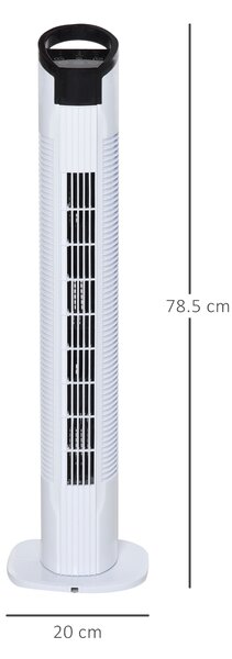 HOMCOM Ventilator tip Coloana Turn cu Telecomanda si Oscilatie, 3 Functii 3 Viteze, Timer 7.5 Ore, Ф20x78.5cm | Aosom Romania
