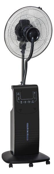 HOMCOM Ventilator Nebulizator cu Apă, Telecomandă, 3 Viteze, Oscilație, Temporizator, Ф44.5x135cm, Negru | Aosom Romania