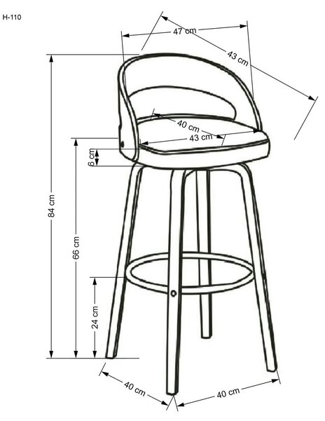 Scaun din lemn tapitat H110, crem/nuc, stofa bucle/otel, 47x43x84 cm
