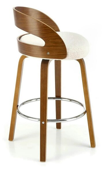 Scaun din lemn tapitat H110, crem/nuc, stofa bucle/otel, 47x43x84 cm
