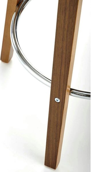 Scaun din lemn tapitat H110, crem/nuc, stofa bucle/otel, 47x43x84 cm